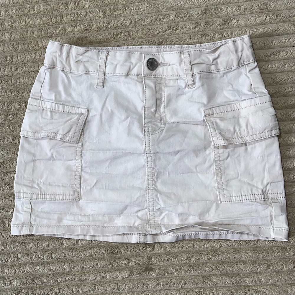 Girls White Cargo Mini Skirt - Size S (6/7)